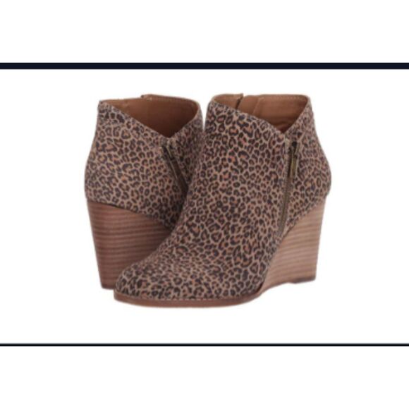 Lucky Brand Yewani Leopard Print Suede Wedge Booties Women’s 9M - Picture 7 of 7